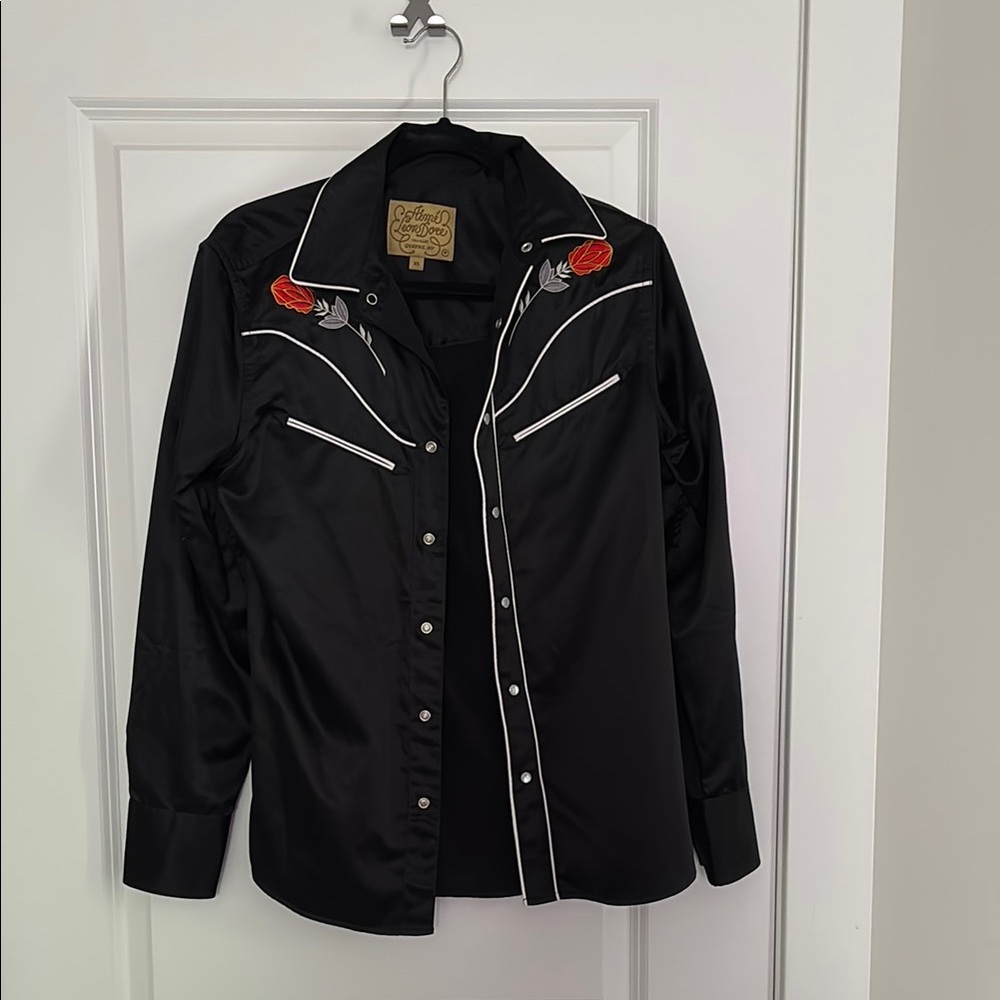 Aime Leon Dore Black Western Dress Shirt with Red Accents